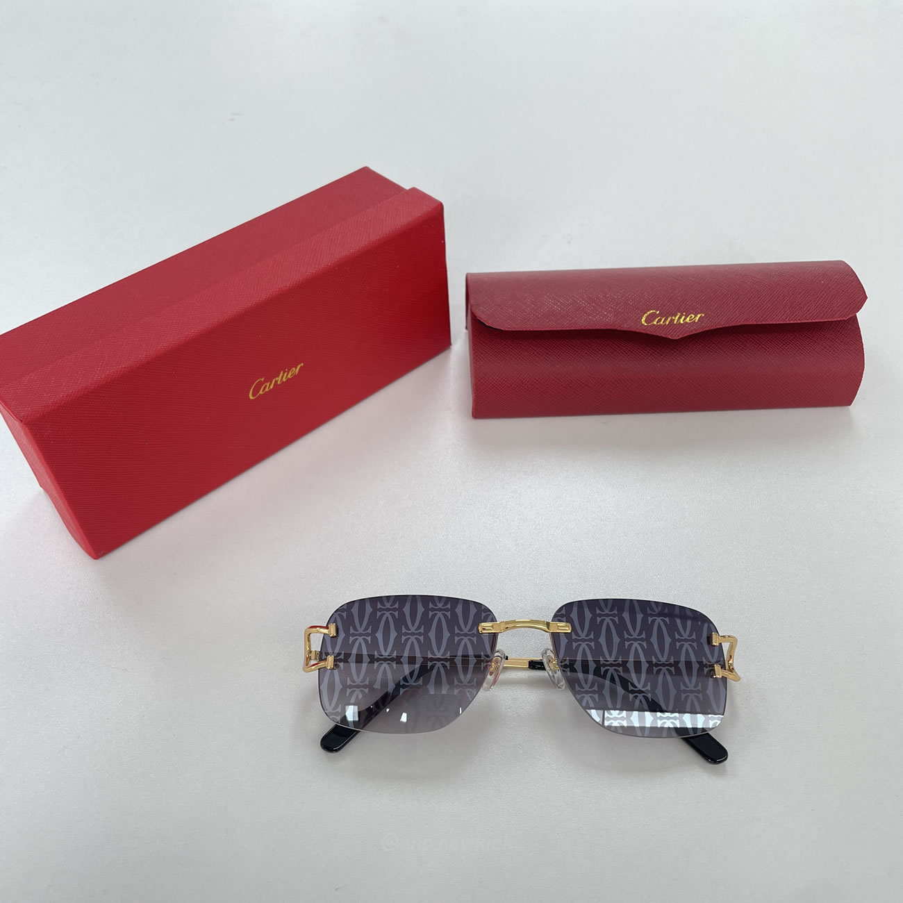 Cartier Eyewear Rimless Rectangle Frame Sunglasses (8) - www.newkick.vip